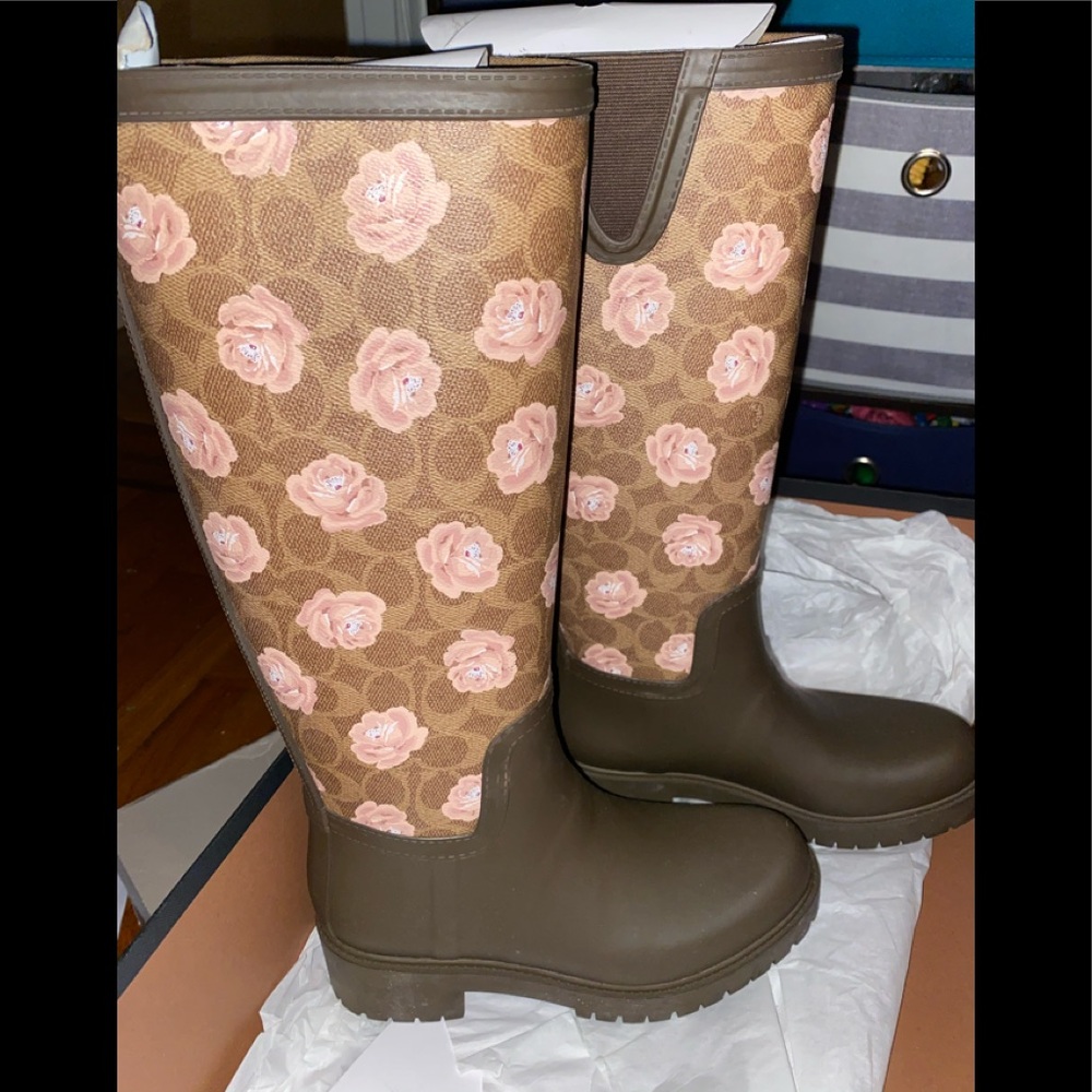 Floral rain boots